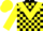 Silk - Black, yellow triangular panel, yellow blocks on sleeves, yellow cap