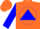 Silk - Orange, orange triangle on blue ball, blue bars and cuffs on slvs