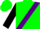 Silk - Green, purple sash, green leaves on black sleeves