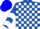 Silk - Royal blue, white blocks, white chevrons on sleeves, blue cap