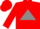 Silk - Red, gray triangle on front and back,  red cap