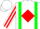 Silk - White, red diamond, red diamond and green dot braces, red diamond stripe on sleeves, white cap