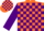 Silk - Orange, purple guess, purple blocks on sleeves