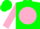 Silk - Kelly green, 'abj' in pink ball, pink sleeves, kelly green cap
