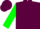 Silk - Maroon, green circled 'm', green sleeves