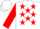 Silk - White, red stars, red wg, red sleeves, white bars & cuffs