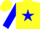 Silk - Yellow, blue star and 'fate', blue star on sleeves, yellow cap