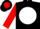 Silk - Black, red 'r' on white ball, white balls on red sleeves