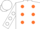 Silk - White, orange dots, white dots on sleeves, white cap