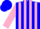 Silk - Blue, pink palm tree, pink stripes on sleeves, blue cap