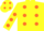 Silk - Yellow body, orange spots, yellow arms, orange spots, yellow cap, orange spots