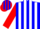 Silk - Blue, red 'e' and arrow, white stripes on red sleeves