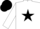 Silk - White, black star, black band on white sleeves, black cap