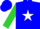 Silk - Blue, white star, lime green sleeves, blue cap