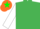 Silk - Emerald green, white slvs, orange cap, green star