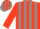 Silk - Scarlet, gray stripes, scarlet sleeves