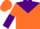 Silk - Orange, purple yoke, black dat, orange and purple halved sleeves, orange cap