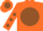 Silk - Orange, orange 'bt' on brown ball on back, brown dots on sleeves
