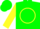 Silk - Green, white 'g' in yellow circle, yellow bands on sleeves