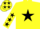 Silk - Yellow, black star, black stars on sleeves, yellow cap, black stars