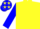 Silk - Yellow,blue 'm',yellow stars on blue sleeves