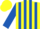 Silk - Yellow, royal blue circles, royal blue stripes on sleeves, yellow cap