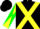 Silk - Black, yellow cross sashes, yellow and green diagonal quartered slvs
