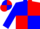 Silk - Blue, red quarters, white map of oklahoma, white w
