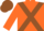Silk - Burnt orange, brown cross sashes, orange and brown cap