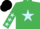 Silk - Emerald green, light blue star, emerald green sleeves, light blue stars, black cap
