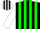 Silk - Black, white oval, green stripes on white sleeves