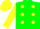 Silk - Green,yellow dots,green hoops on yellow sleeves,yellow cap