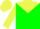 Silk - Green, lemon pointed yoke, green and lemon sleeves, lemon cap