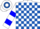 Silk - White and royal blue blocks, white sleeves, blue hoop