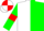 Silk - White and green halved horizontally, green sleeves, red armlets, red and white quartered cap