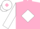 Silk - Pink, white diamond and sleeves, white cap, pink diamond