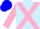 Silk - Light blue, pink cross sashes, blue bars on pink sleeves, blue cap