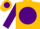 Silk - Gold, 'b' on purple ball, purple bands on sleeve