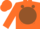 Silk - Orange, orange 'a-h' in brown ball, brown dots on orange sleeves