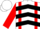 Silk - White, red braces red 'jp', black chevrons on red sleeves