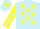 Silk - Light blue, yellow stars, yellow sleeves, light blue stars, light blue cap, yellow star