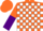 Silk - Orange and white blocks, orange and purple halved sleeves, orange cap