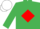 Silk - EMERALD GREEN, red diamond, white cap