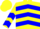 Silk - Yellow,red trim, blue chevrons on front,blue bands, 'rv' on back
