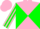 Silk - Neon pink and green diagonal quarters, pink sleeves, green stripes, pink cap
