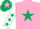 Silk - Pink body, dark green star, white arms, dark green stars, dark green cap, pink star