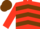 Silk - Flame orange,  chocolate chevrons, logo on back, matching cap