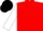 Silk - Red,black emblem, black bar on white sleeves, black cap