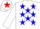 Silk - White, red and blue stars, red 'tu lus' in blue star on back