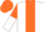 Silk - White body, orange strip, orange arms, white halved, orange cap